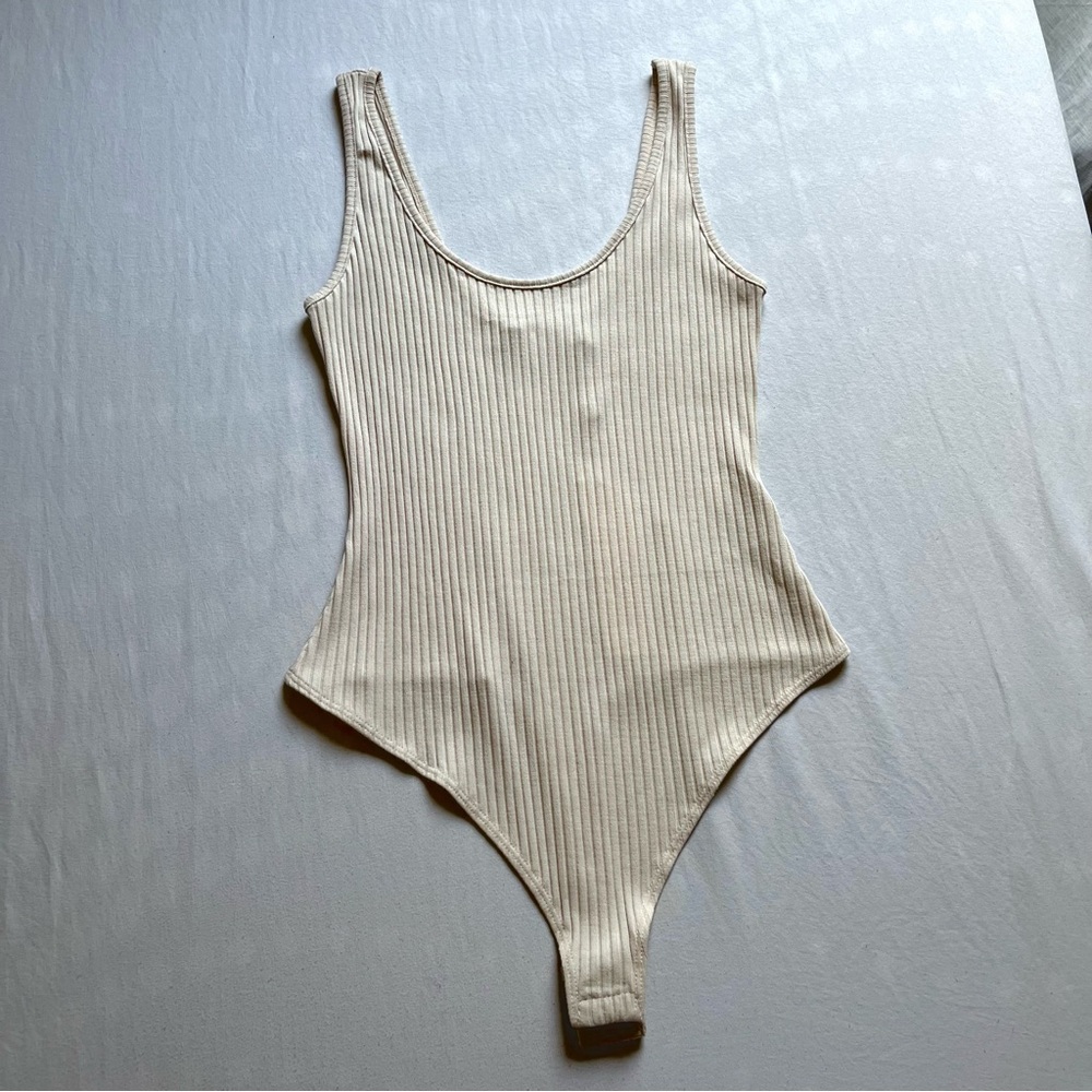 NWT JONATHAN SIMKHAI ivory cream rib knit sleeveless bodysuit